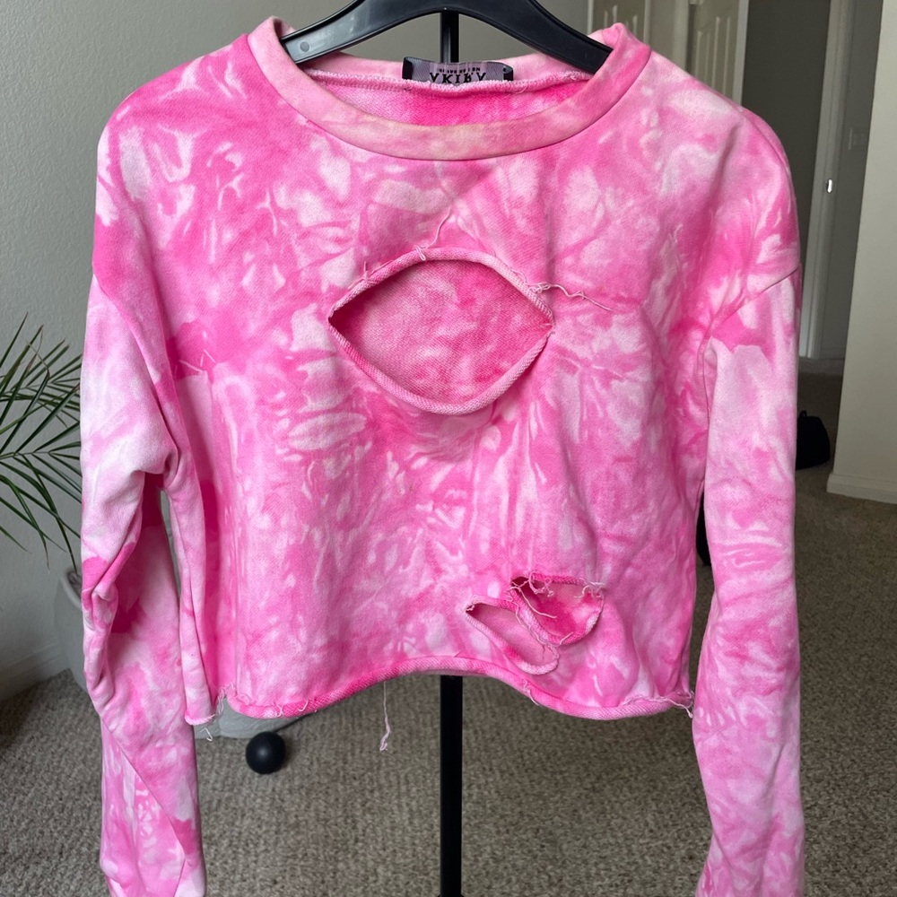 AKIRA Vibrant Pink Tie-Dye Top